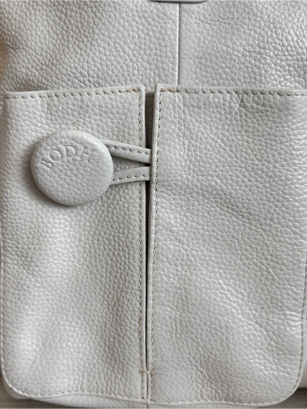 BODHI White Soft Pebbled Leather Tote Bag Large Shoulder Satchel Gold Hardware - Picture 4 of 11